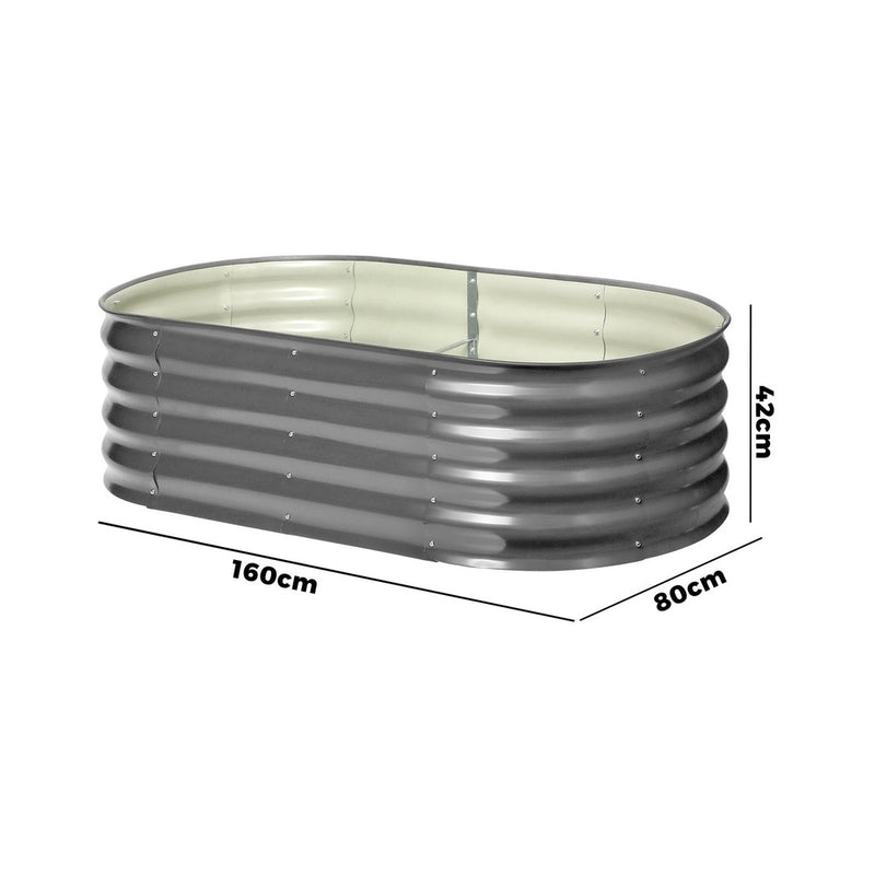 Livsip 4X Garden Bed Galvanised Raised Garden Bed 160X80X42CM