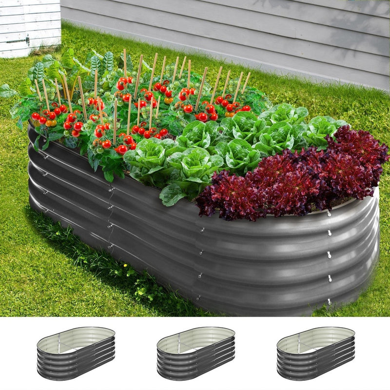 Livsip 3X Garden Bed Galvanised Raised Garden Bed 160X80X42CM