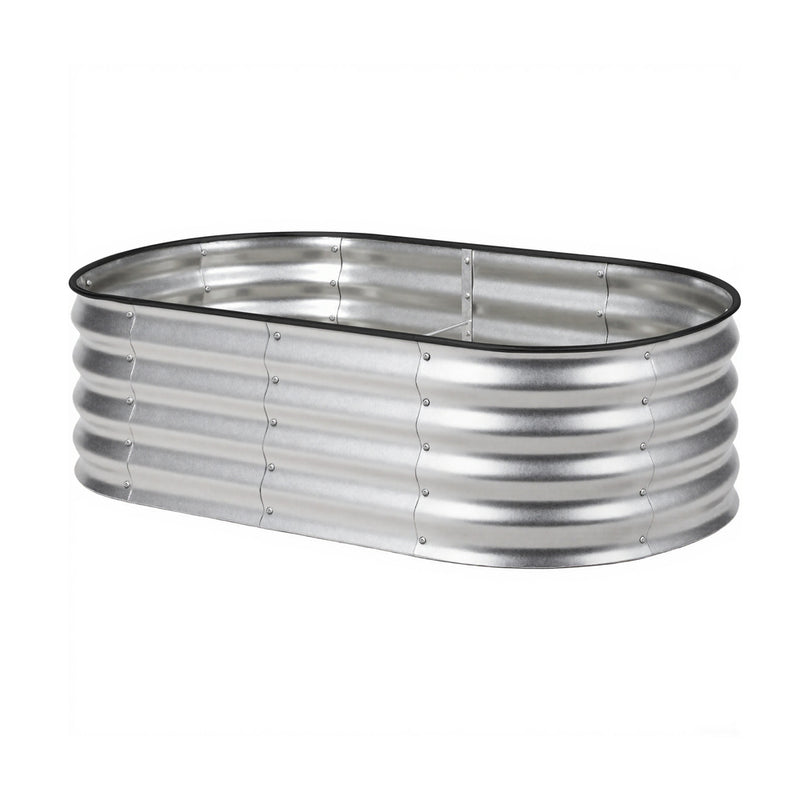 Livsip Outdoor Garden Bed Oval Galvanised Steel 160x80x42cm Silver