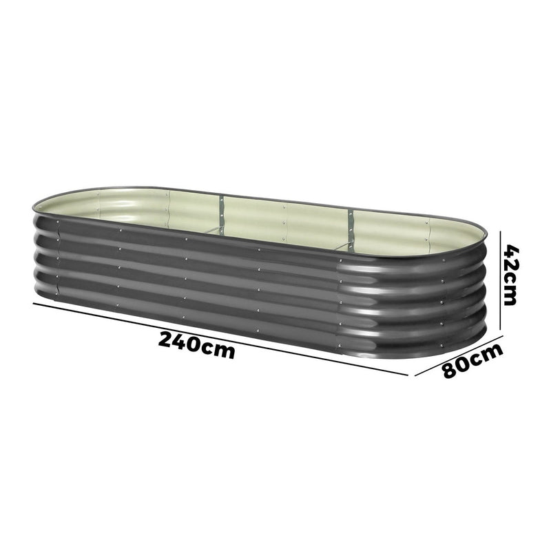 Livsip Galvanised Raised Garden Bed Steel Vegetable Planter 240X80X42CM