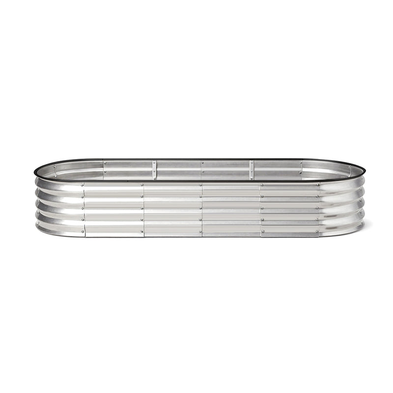 Livsip Outdoor Garden Bed Oval Galvanised Steel 240x80x42cm Silver
