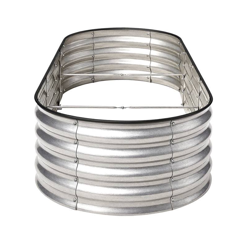 Livsip Outdoor Garden Bed Oval Galvanised Steel 240x80x42cm Silver