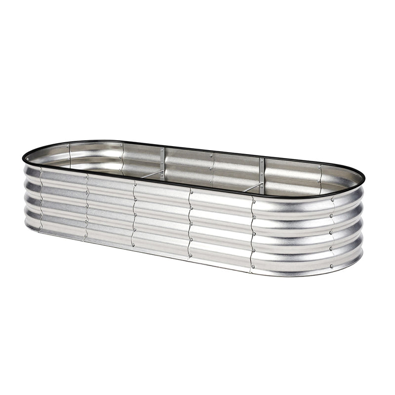 Livsip Outdoor Garden Bed Oval Galvanised Steel 240x80x42cm Silver