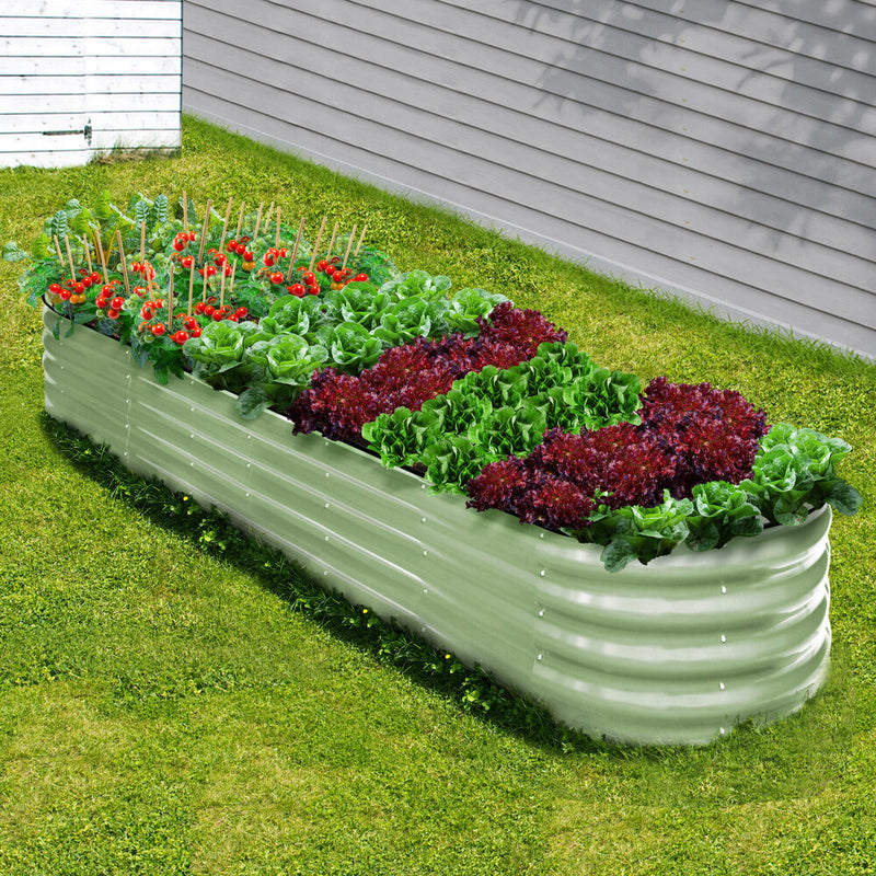 Livsip 2x Garden Bed 320x80x42cm Planter Box Raised Container Galvanised Green