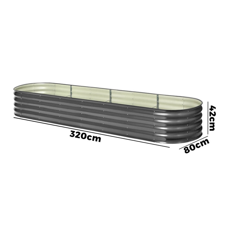 Livsip 3X Garden Bed Galvanised Raised Garden Bed 320X80X42CM