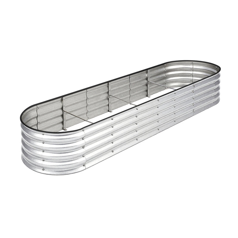 Livsip Garden Bed Oval Galvanised Steel Container 320x80x42cm Silver