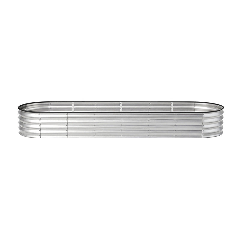 Livsip Garden Bed Oval Galvanised Steel Container 320x80x42cm Silver