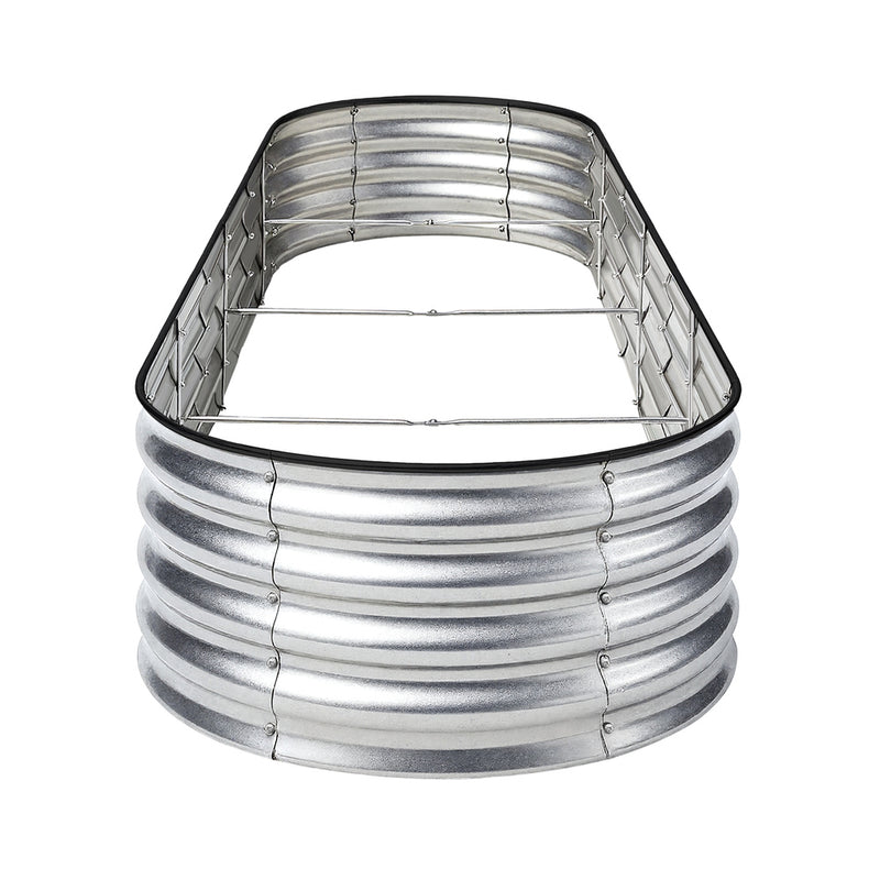 Livsip Garden Bed Oval Galvanised Steel Container 320x80x42cm Silver