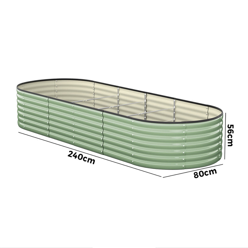 Livsip Garden Bed 240x80x56cm Planter Box Raised Container Galvanised Green