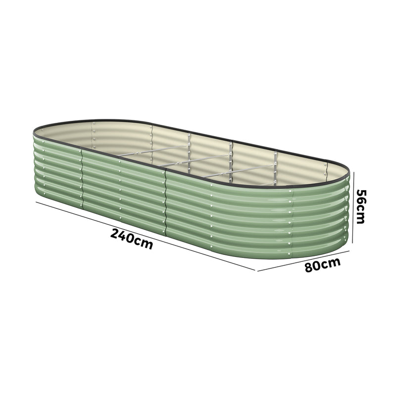 Livsip 2x Garden Bed 240x80x56cm Planter Box Raised Container Galvanised Green