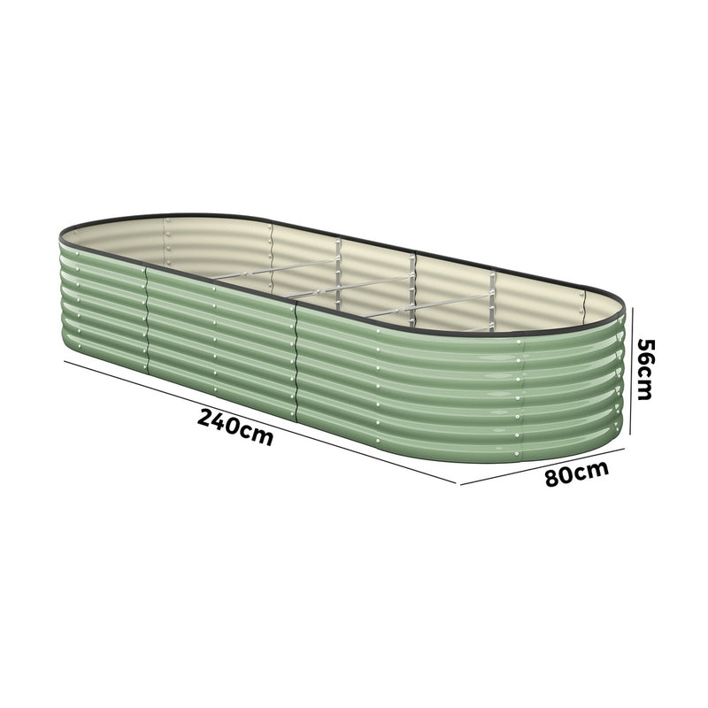 Livsip 3x Garden Bed 240x80x56cm Planter Box Raised Container Galvanised Green