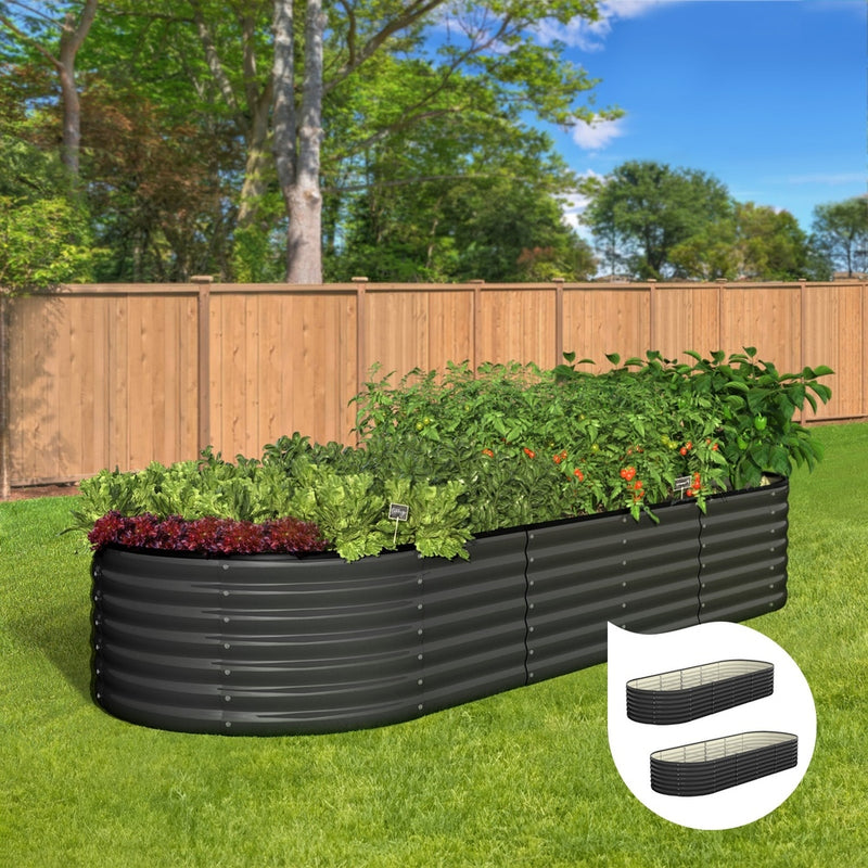 Livsip Raised Garden Bed 240X80X56cm Galvanised Steel 2pcs