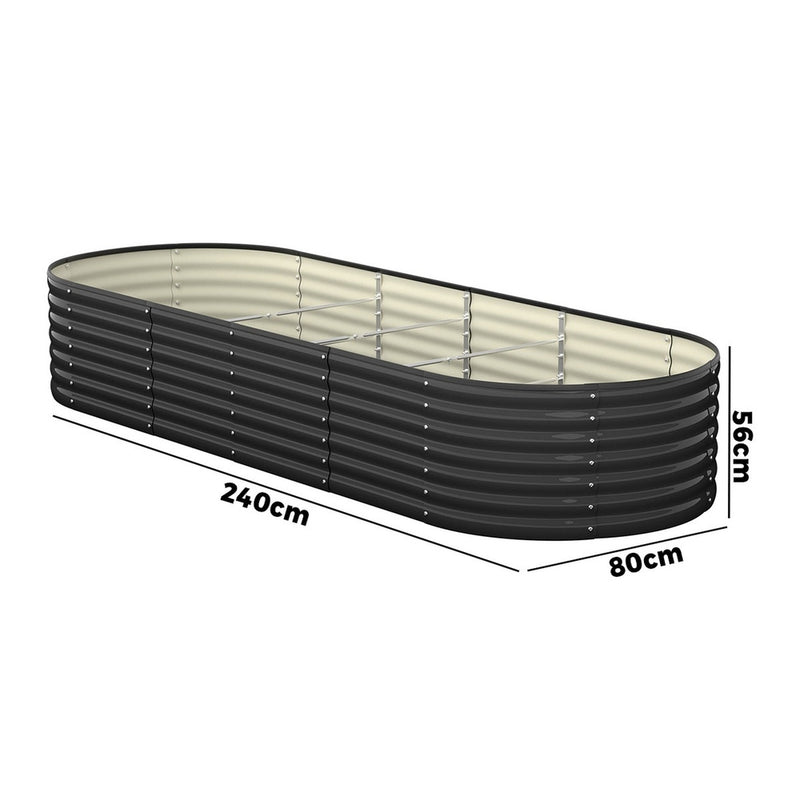 Livsip Raised Garden Bed 240X80X56cm Galvanised Steel 2pcs
