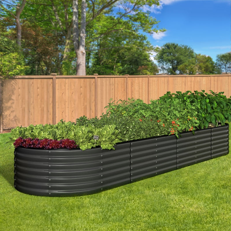 Livsip Raised Garden Bed Oval Galvanised Steel 320X80X56cm