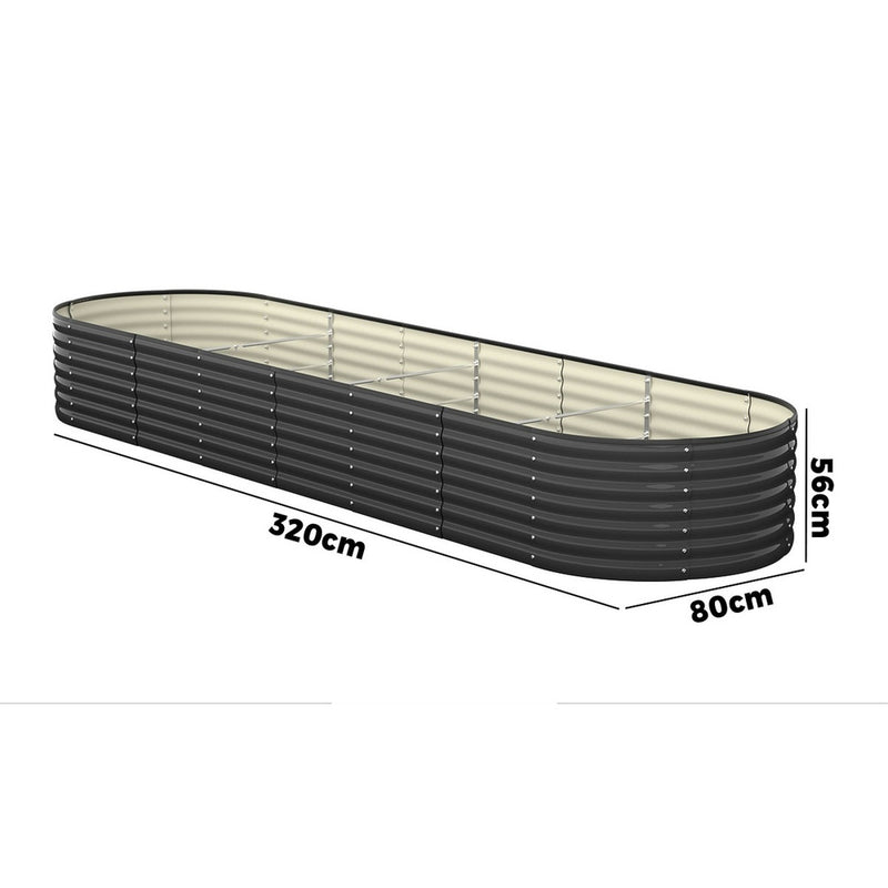 Livsip Raised Garden Bed 320X80X56cm Galvanised Steel 2pcs