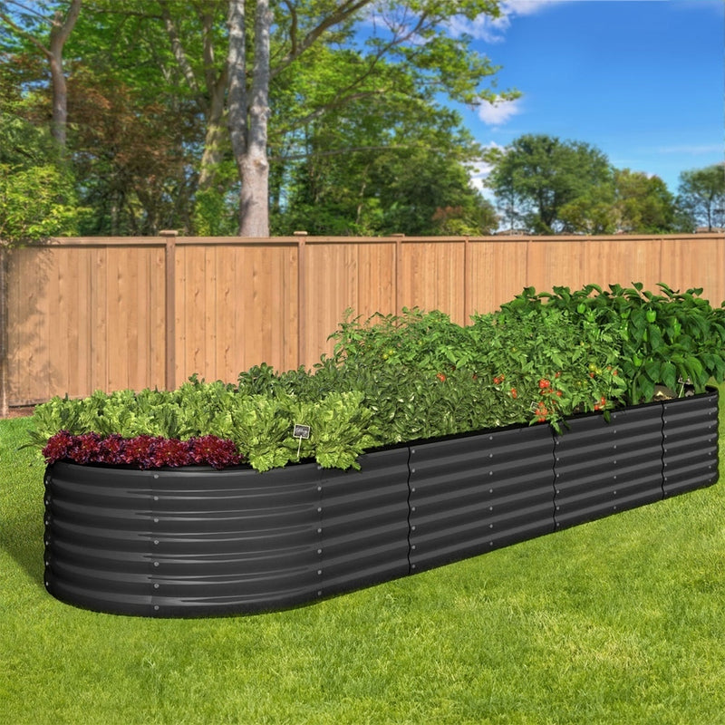 Livsip Raised Garden Bed 320X80X56cm Galvanised Steel 2pcs
