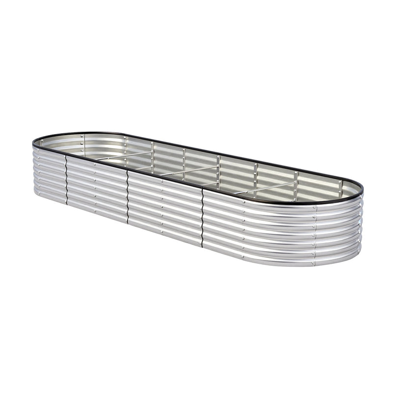 Livsip Garden Bed Oval Galvanised Steel Container 320x80x56cm Silver