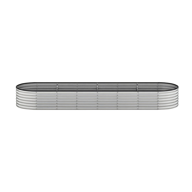 Livsip Garden Bed Oval Galvanised Steel Container 320x80x56cm Silver