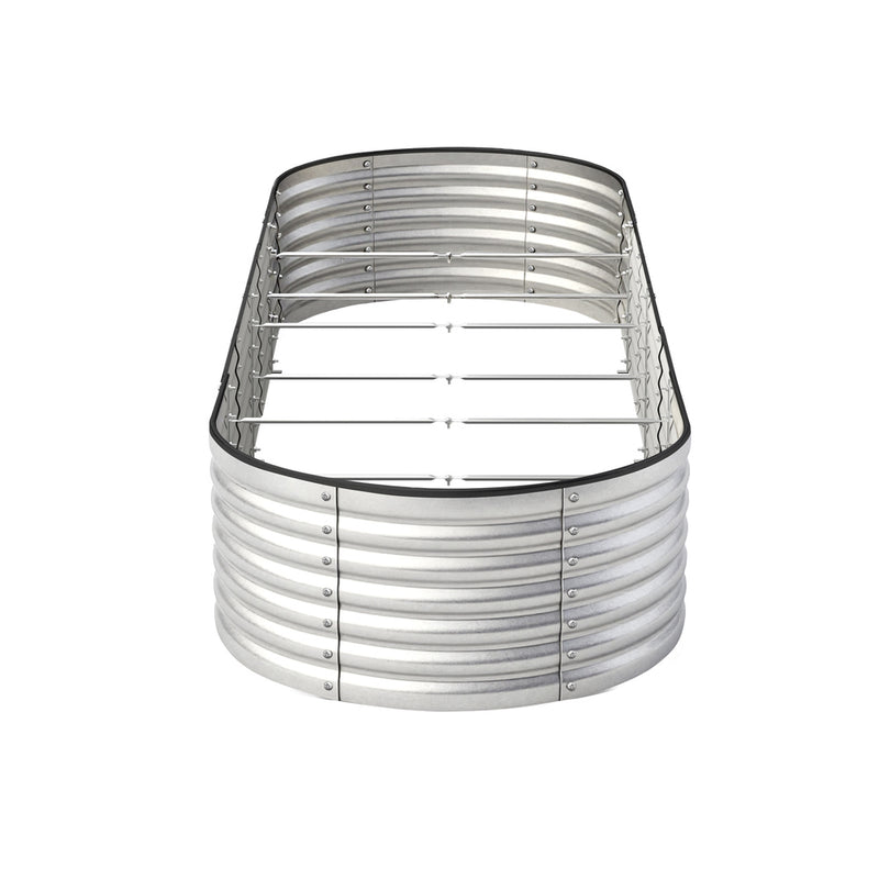 Livsip Garden Bed Oval Galvanised Steel Container 320x80x56cm Silver