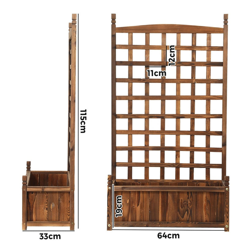 Livsip 2pc Wooden Garden Bed with Trellis 64x28.5x115cm