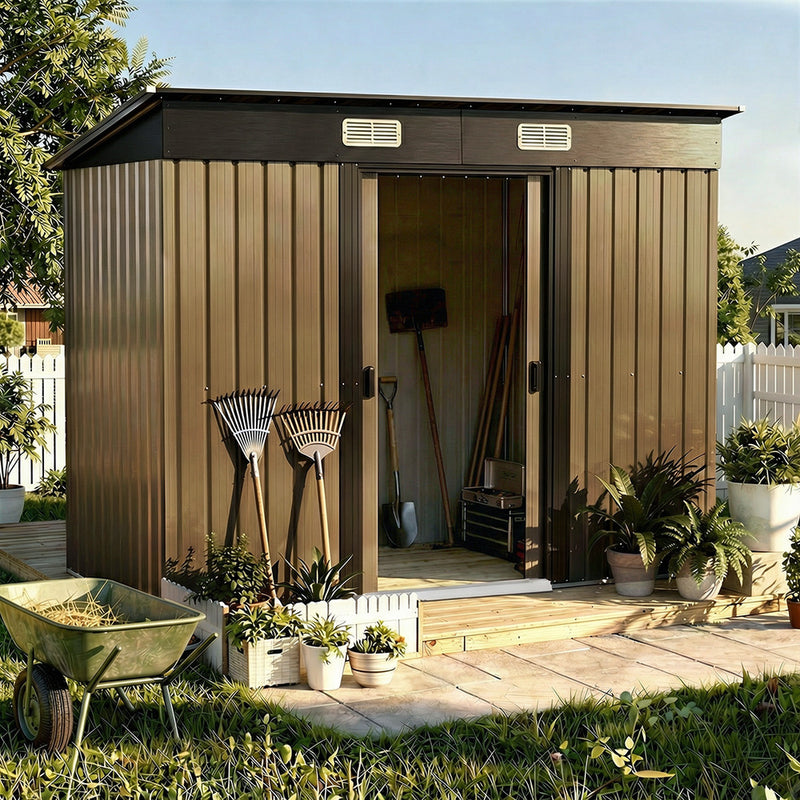 Livsip Garden Shed Outdoor Storage 2.38x1.31M Tool Cabin Steel House
