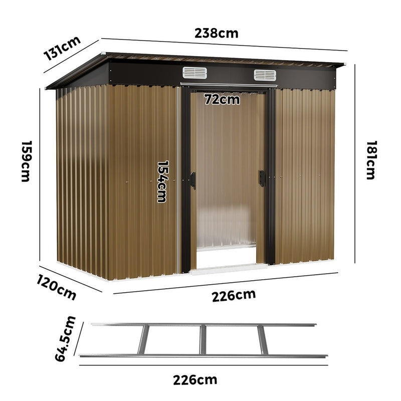 Livsip Garden Shed Outdoor Storage 2.38x1.31M Workshop Shelter Base