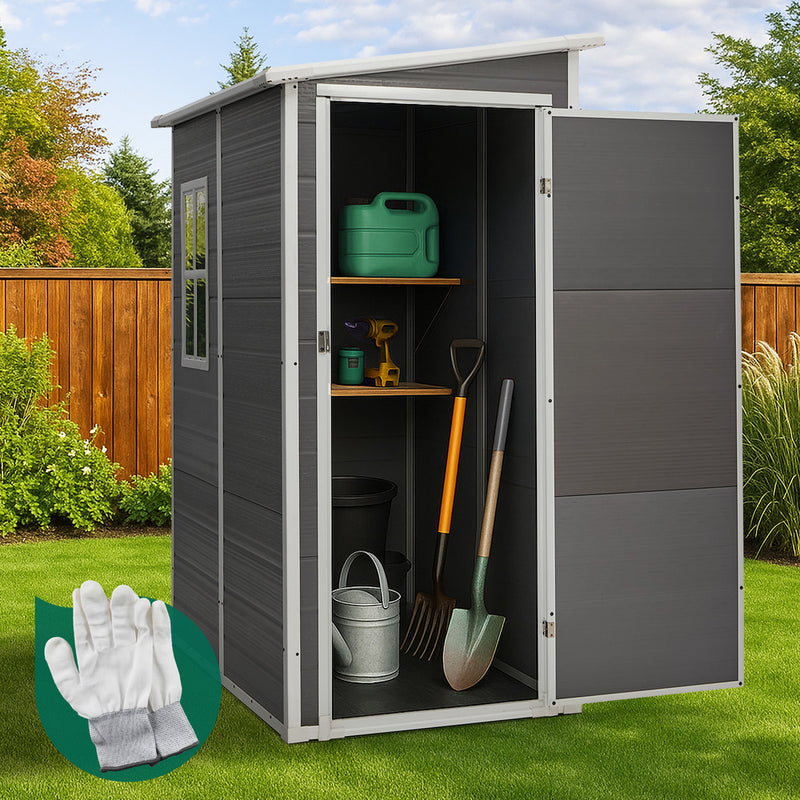 Livsip Garden Shed Outdoor Storage 1.52x1M Workshop Tool House Grey