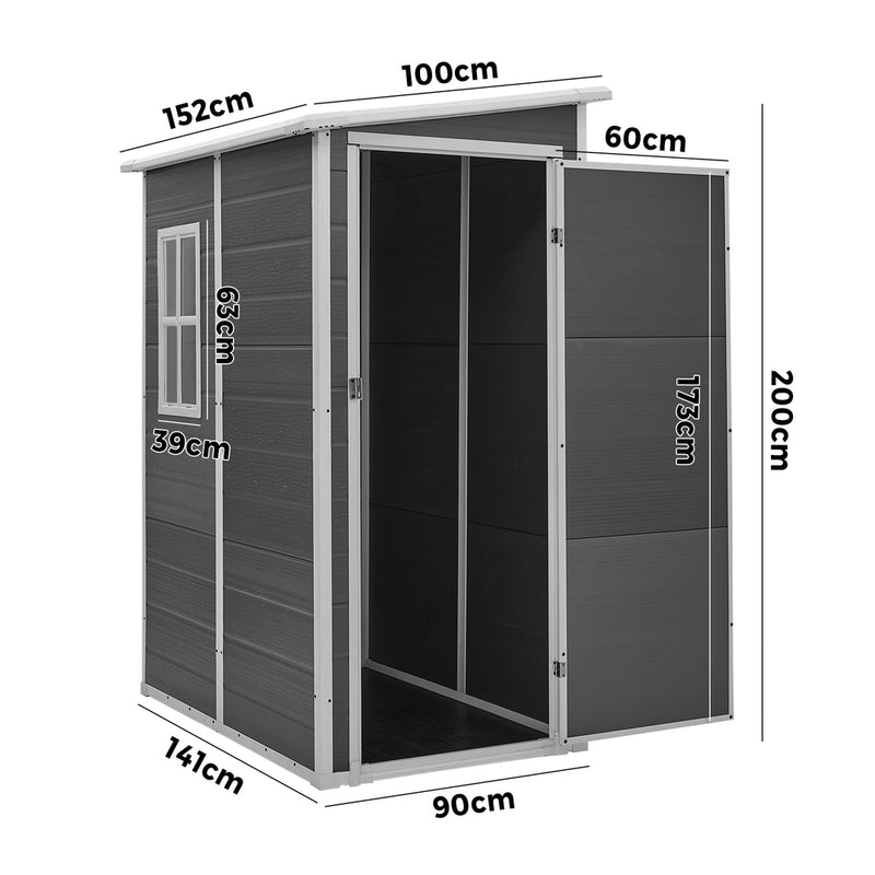 Livsip Garden Shed Outdoor Storage 1.52x1M Workshop Tool House Grey