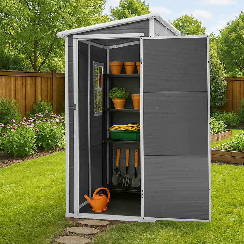 Livsip Garden Shed Outdoor Storage 1.52x1M Workshop Tool House Grey