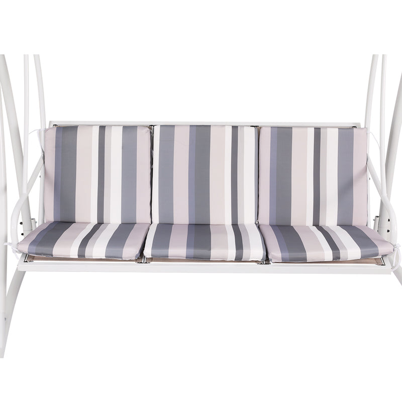 Gardeon Outdoor Swing Chair Garden Bench Furniture Canopy 3 Seater White Grey