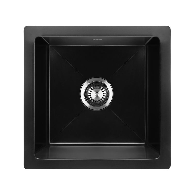 Welba Kitchen Sink 38x38cm Granite Basin Single Bowl Black