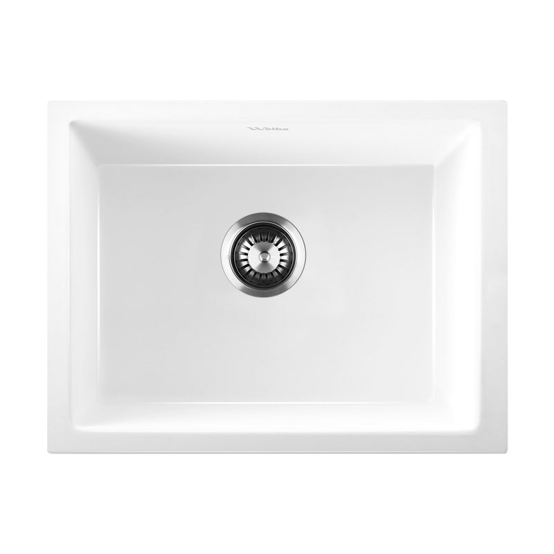 Welba Kitchen Sink 55x45cm Granite Basin Single Bowl White