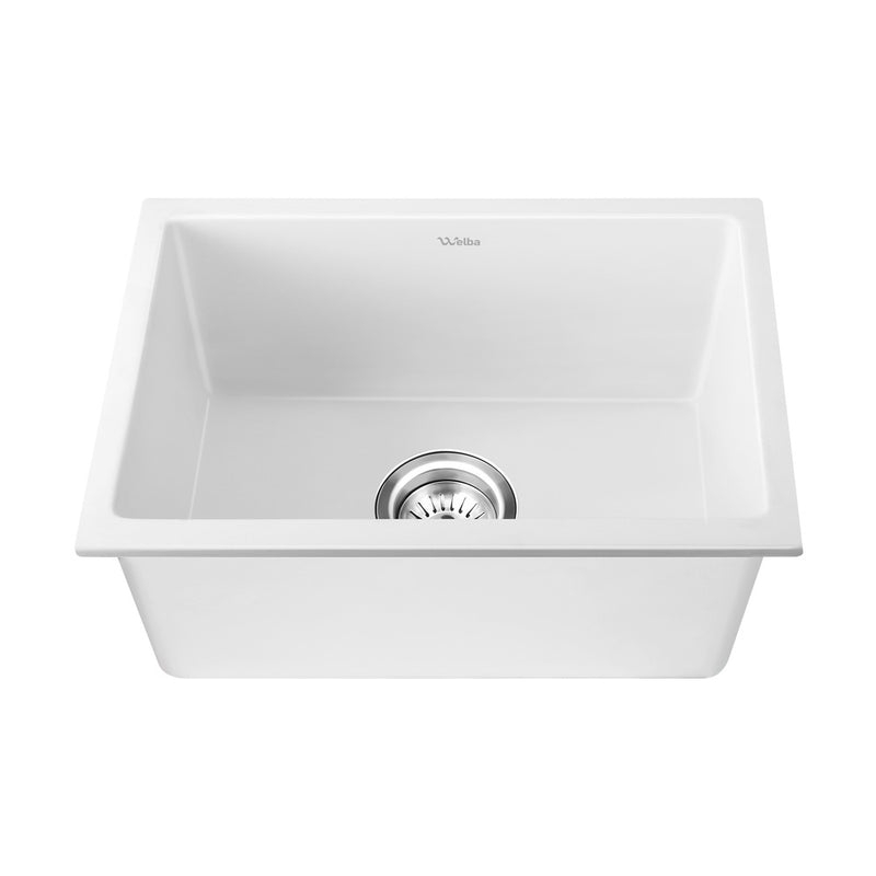 Welba Kitchen Sink 55x45cm Granite Basin Single Bowl White