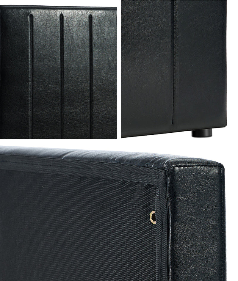 Oikiture Bed Frame Headboard King Single Size Bedhead Black Leather