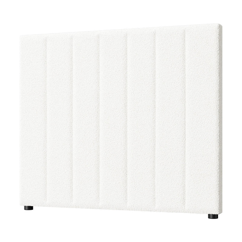 Oikiture Bed Frame Headboard King Single White Boucle