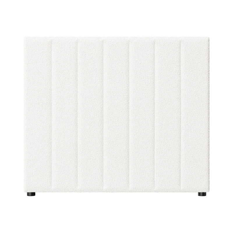 Oikiture Bed Frame Headboard King Single White Boucle