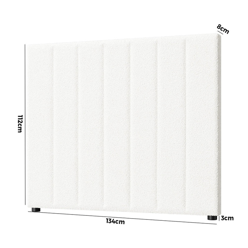 Oikiture Bed Frame Headboard King Single White Boucle
