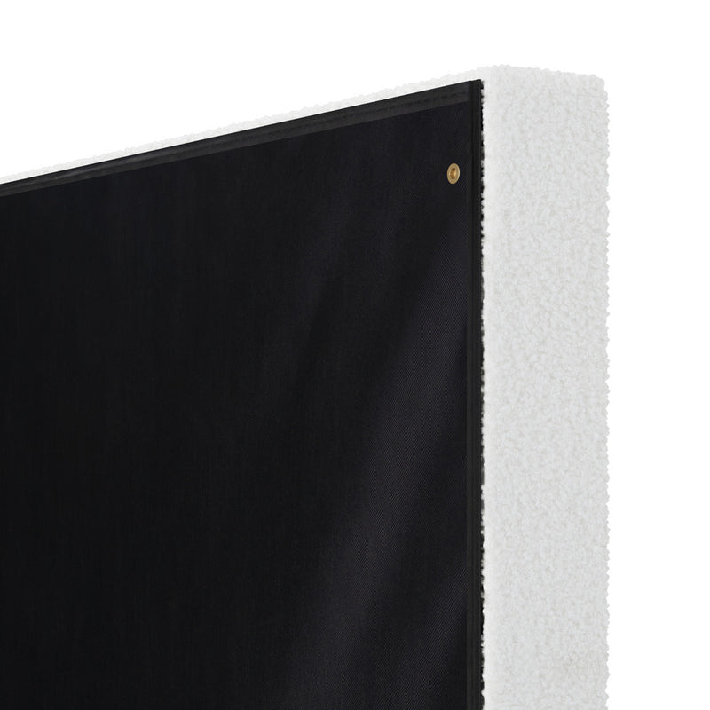 Oikiture Bed Frame Headboard King Single White Boucle