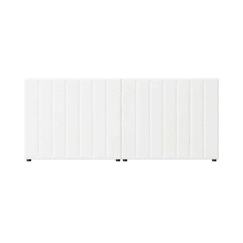 Oikiture Bed Frame Headboard Double Queen King White Boucle