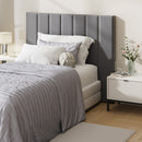 Oikiture Bed Frame Headboard King Single Size Grey Velvet