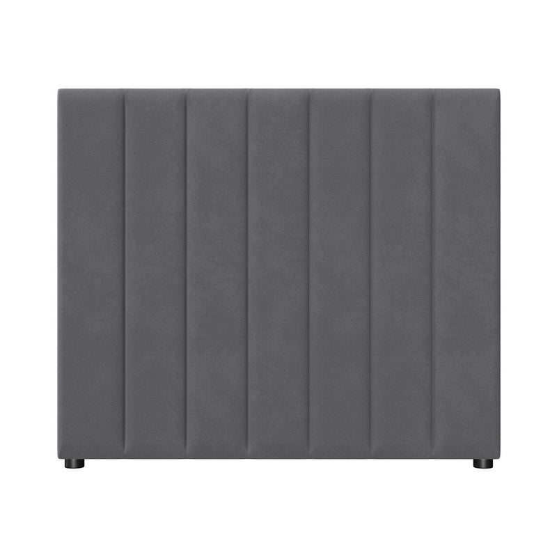 Oikiture Bed Frame Headboard King Single Size Grey Velvet