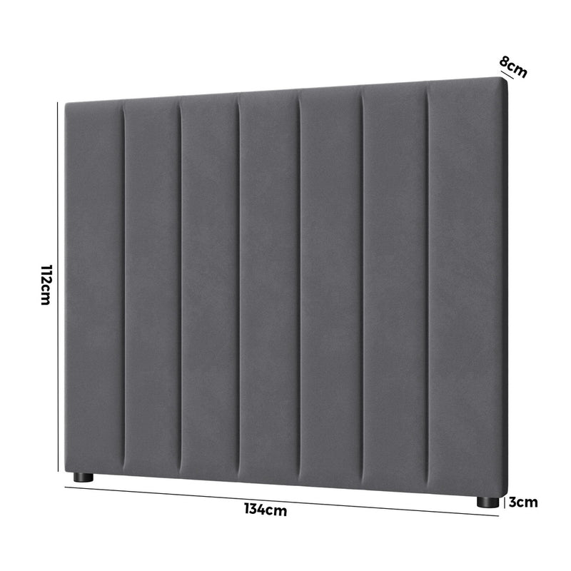Oikiture Bed Frame Headboard King Single Size Grey Velvet