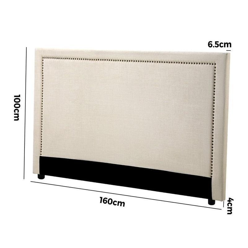 Oikiture Queen Size Bed Headboard Bedhead Beige