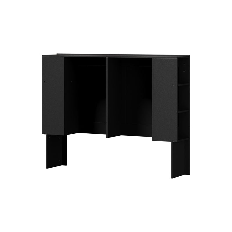 Oikiture Headboard Double Size Bedhead with Storage Shelves Black