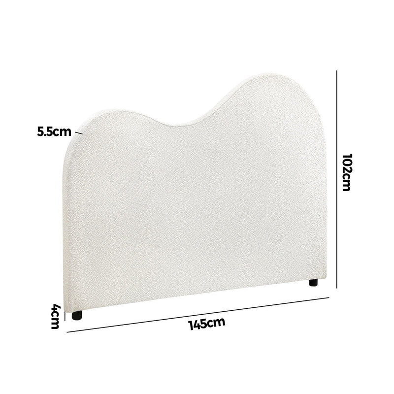 Oikiture Bed Head Double Size Headboard Boucle Fabric White