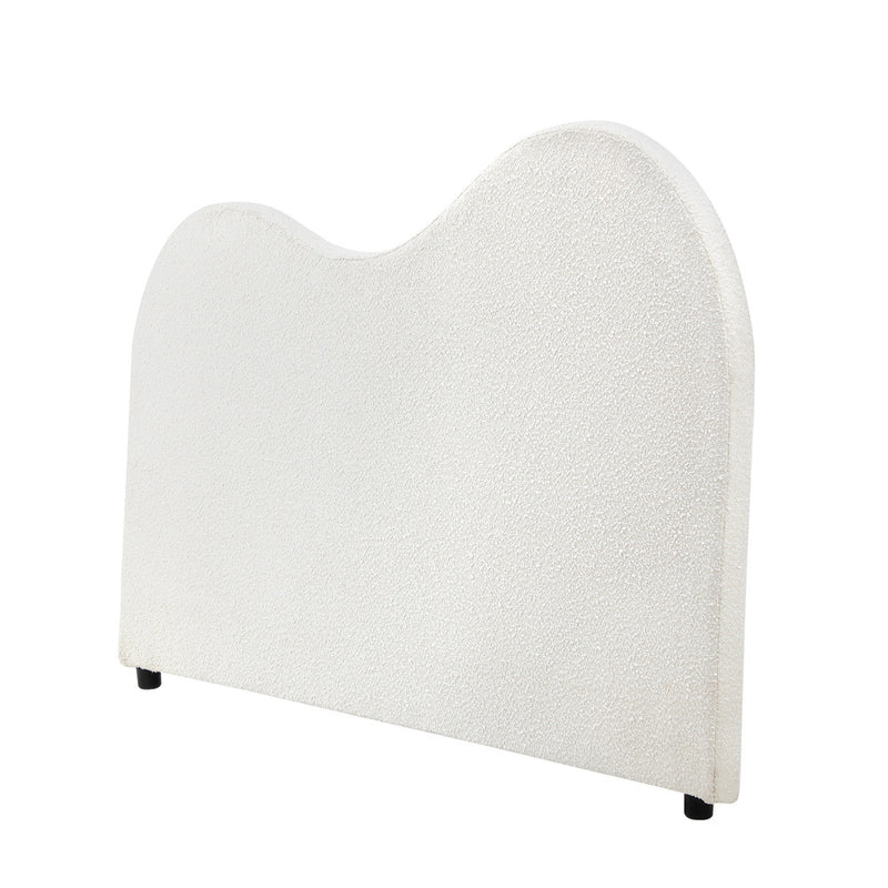Oikiture Bed Head Double Size Headboard Boucle Fabric White