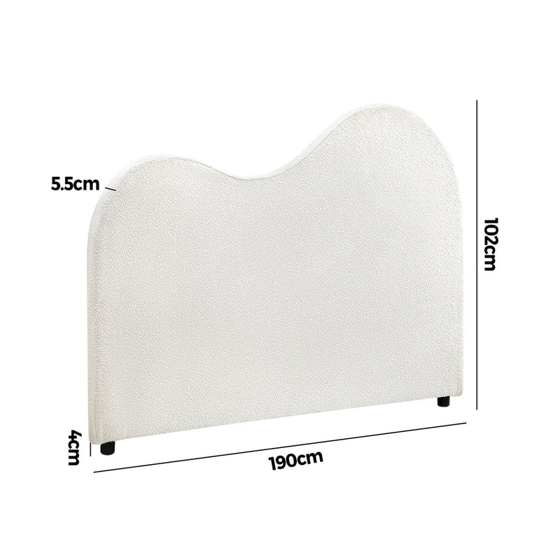 Oikiture Bed Head King Size Headboard Boucle Fabric White