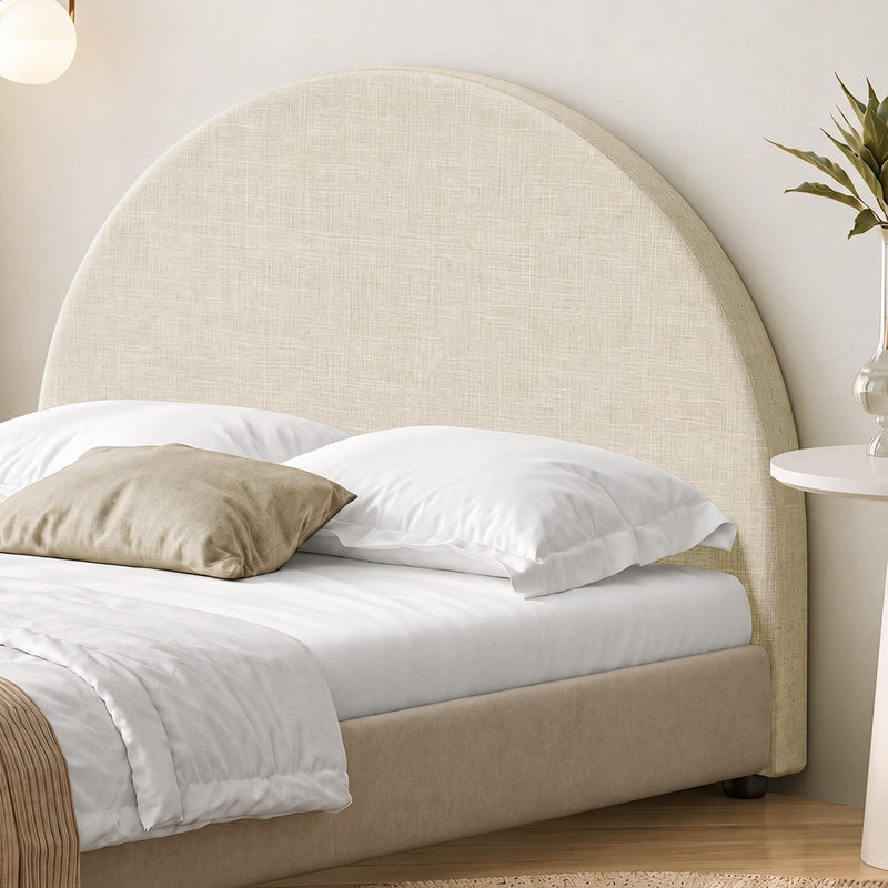 Oikiture Bed Head Double Size Headboard Fabric Beige