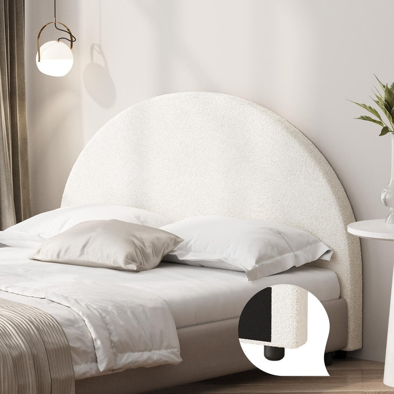 Oikiture Bed Head Double Size Headboard Boucle White