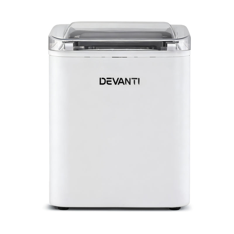 Devanti Ice Maker Machine Portable 12kg Countertop w/Self Cleaning 1.2L White